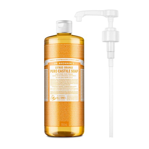 닥터브로너스 퓨어 캐스틸 솝 시트러스 950ml + 전용펌프, 시트러스 오렌지 950ml