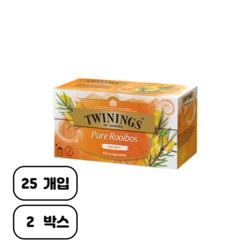 트와이닝 루이보스 허브차 티백, 2g, 25개입, 2개