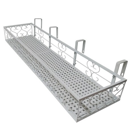 모칸도 베란다 화분걸이대(직각형 100x25cm고층용) 고리 4개형, 화이트
