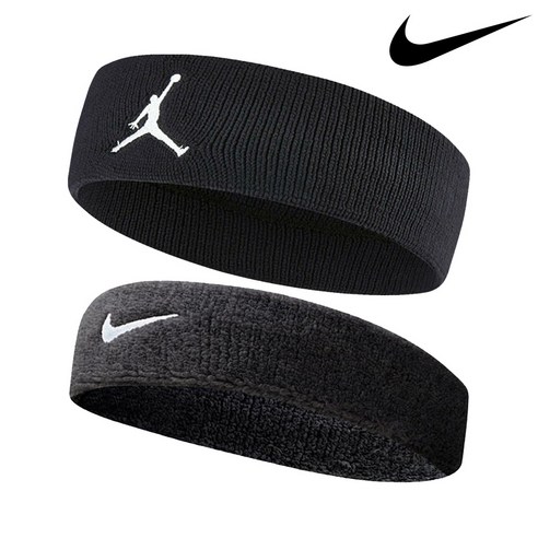 나이키 스우시 조던 헤어밴드 2종 세트, 화이트, 블랙