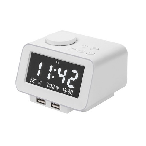 다기능 디지털 알람 시계 USB 호텔 라디오 시계-AU 화이트, 플라스틱