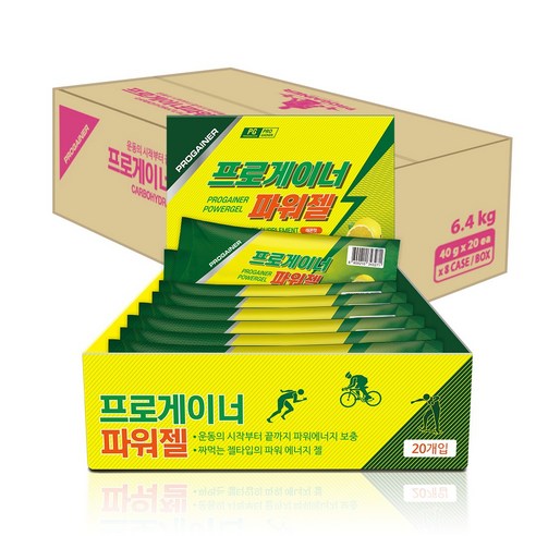 프로게이너 파워젤 레몬맛 8박스 160포 자전거 마라톤 등산 라이딩 철인3종 에너지젤 스포츠젤, 800g
