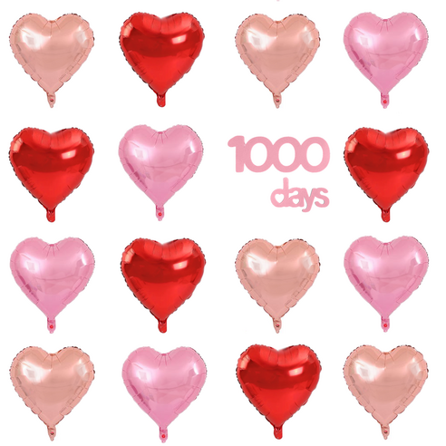 파파 파티 하트 풍선 세트 기념일 생일 포토월 DIY, 1세트, 레드6/핑크6/로즈골드6 + 1000days