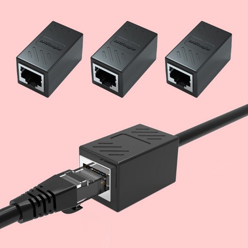 니즈웰 RJ45 젠더 8P8C 랜연장 키스톤잭 커플러, 3개, 블랙