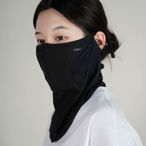 OBeU 숨쉬기 편한 새부리형 골프 자외선차단 마스크, 블랙, 1개