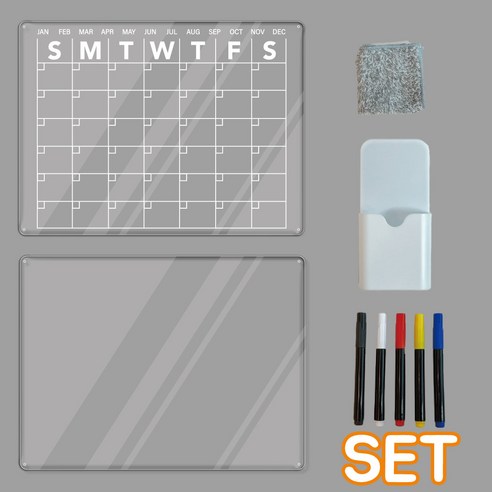 아벨라주 냉장고 투명 아크릴 메모 보드 화이트보드 부착형 마그네틱 보드 자석, 자석세트, 1세트