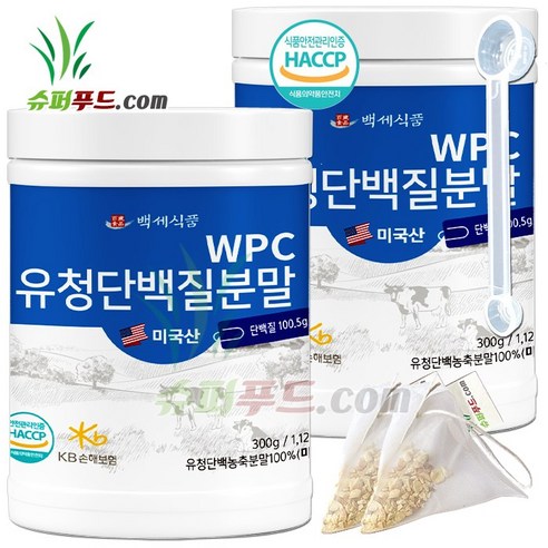 HACCP 식약처인증 유청 단백질 농축 분말100% 완전단백질 아미노산 스코어 높은단백질 프로틴파우더 유청단백질분말 100% 식약청인증 +슈퍼푸드.com 연자육티백 프로틴, 500g, 1세트