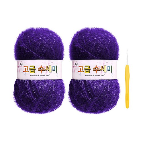 울클럽 별꽃수세미 DIY 고급수세미실 80g 2볼 + 코바늘 6호 (동영상제공), 114진보라