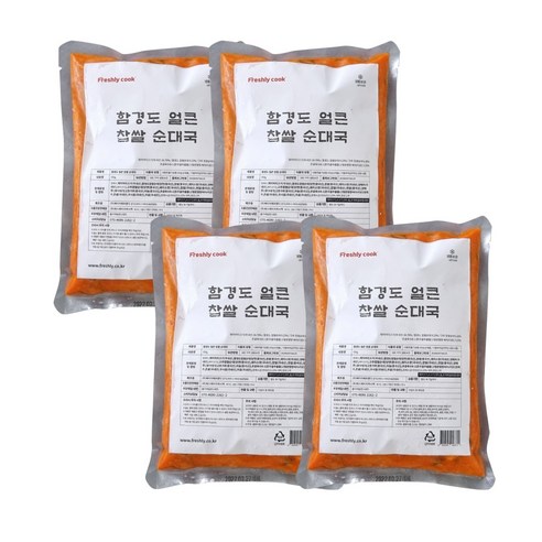 (1시까지 주문 당일출발) 함경도 얼큰 찹쌀 순대국 (냉동) 650g, 650g, 4개