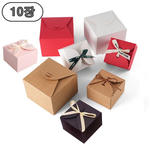 작은 케익 생일 종이 두꺼운 선물 상자, 10장, 화이트-대