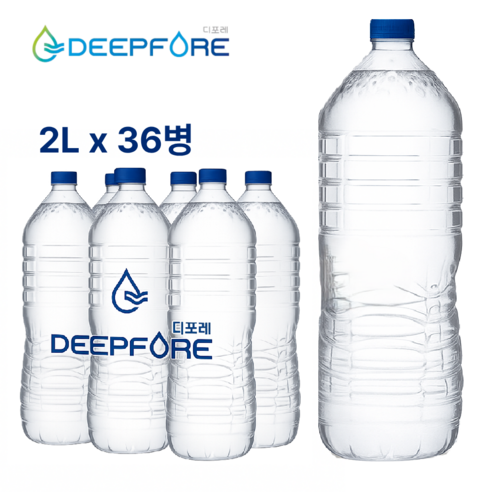 먹는샘물 디포레 무라벨 생수 2L 36병, 36개, 2L