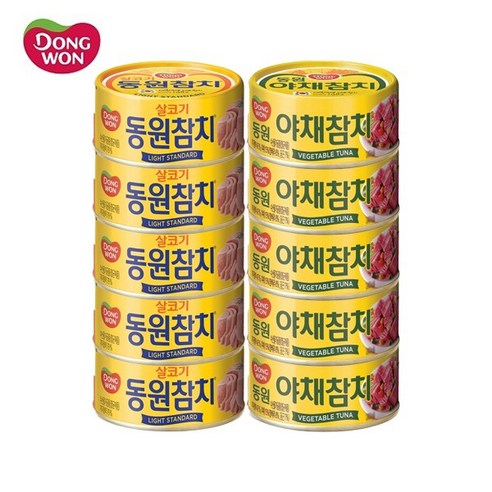 참치캔  동원 살코기참치 100g 5개+야채참치 100g 5개, 1세트