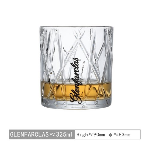 GLENFARCLAS 글렌파클라스 싱글몰트 라인패턴 핸드메이드 크리스탈 위스키 글라스 325ml, 1개