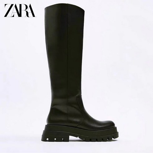 자라  자라 ZARA 롱부츠 라이더 부츠 블랙 통굽