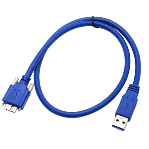 Retemporel USB3.0-Micro-USB3.0 데이터 전송 케이블 USB3.0 인터페이스용 USB 고정 나사 구멍 라인 산업용 카메라(60cm), 1개, 파란색