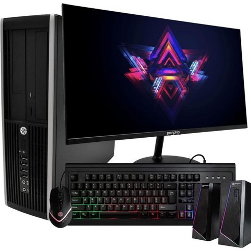 HP 엘리트 데스크톱 PC 컴퓨터 인텔 쿼드코어 i5 8GB 램 1TB HDD 24인치 LCD 모니터 1080p HD미 RGB 키보드 마우스 데스크 스피커 WIEENA FOR