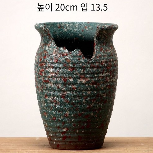 다육 화분 두꺼운 도자기 통기성 오래된 더미 도자기 냄비 홈 장식 절묘한 녹색 식물 큰 마법사 세라믹 꽃 장치, 그린 타점WY01-큰