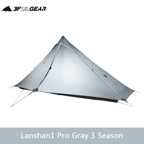 3F UL GEAR Lanshan 1 Pro 야외 텐트 3-4 시즌 초경량 하이킹 캠핑 전문 20D 로드리스 텐트 1 인용, 02 Gray 3Season