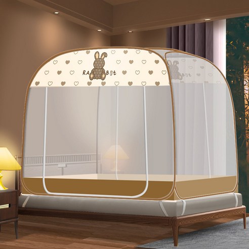 요우니 바닥있는 원터치 텐트형 모기장 사각침대 모기장 + 탈부착 방진 꼭대기, 달토끼-두개문-탈부착 꼭대기 Best Top3