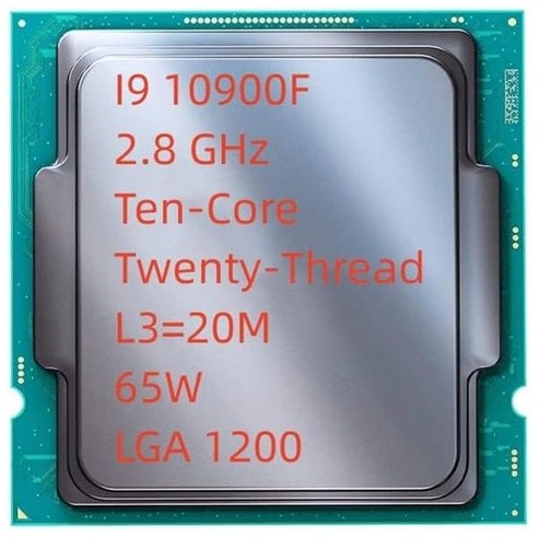 인텔 코어 I910900FII9 10900F 2.8GHz 뉴 텐코어 20스레드 CPU 프로세서 L320M 65W LGA 1200, 1개