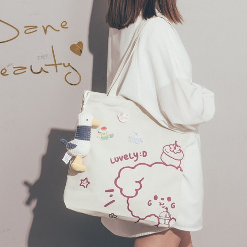mxt여름 대용량 캔버스 가방 새로운 유행 한국어 고대 스타일 귀여운 소녀 어깨 가방