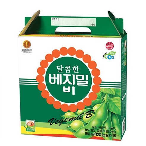 베지밀 달콤한 비 두유, 190ml, 16개