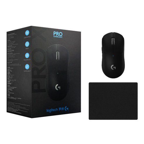 로지텍 지슈라 G PRO X SUPERLIGHT 게이밍 무선 마우스 병행 정품박스 + 스토리링크 마우스패드, 지슈라 (블랙) + 스링 마우스패드