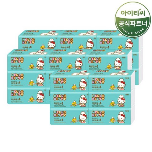 헬로키티 뽑아쓰는 키친타올 3겹 100매, 3개입, 24개