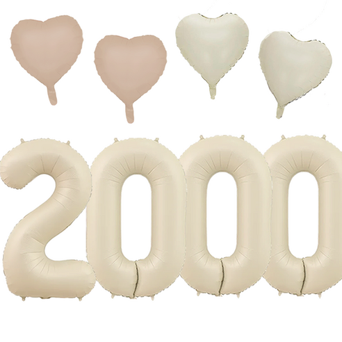 파파 파티 크림 하트 대형 숫자 기념일 생일 풍선 세트, 1세트, 크림 2000 + 하트4p
