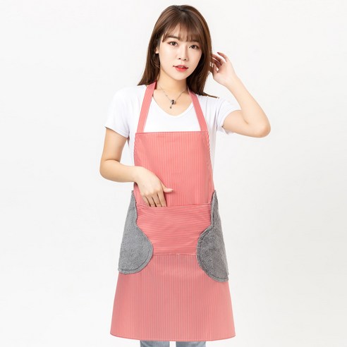 2종 세트 방수 및 내유 남녀공용 주방 앞치마, 붉은색