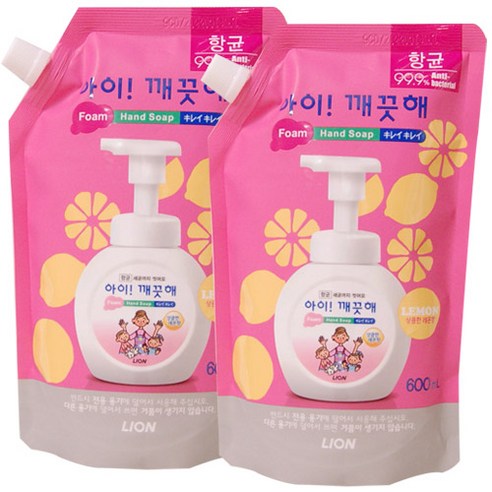 아이깨끗해 핸드워시 레몬 600ml, 2개