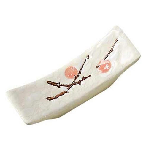 유약 채색 세라믹 수저받침, 레드 플럼 블라썸, 1개