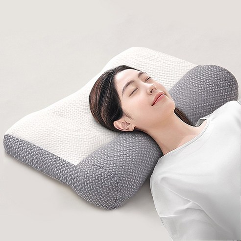 뷔이위이 목편한 수면 경추 베개, 1개, 그레이