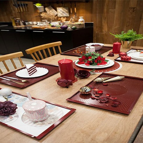 오마주 엠오델리 ABS 미끄럼방지 고품격 유광 주방 쟁반 트레이 8color 택1 (사이즈 420x276), 레드(TT-RD)