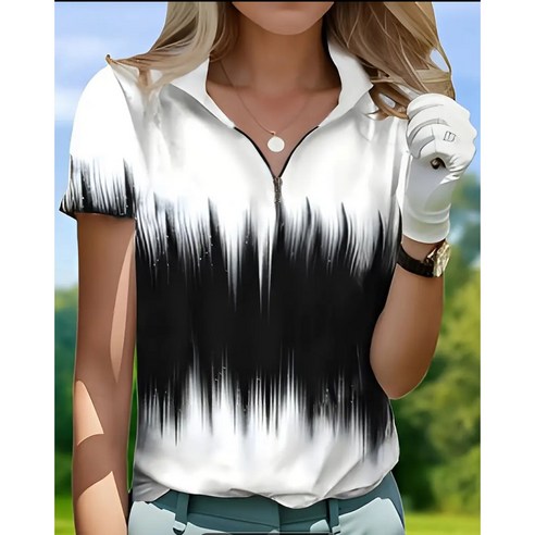 세련된 여성 골프티셔츠. 스포츠용 폴로 경량 티셔츠