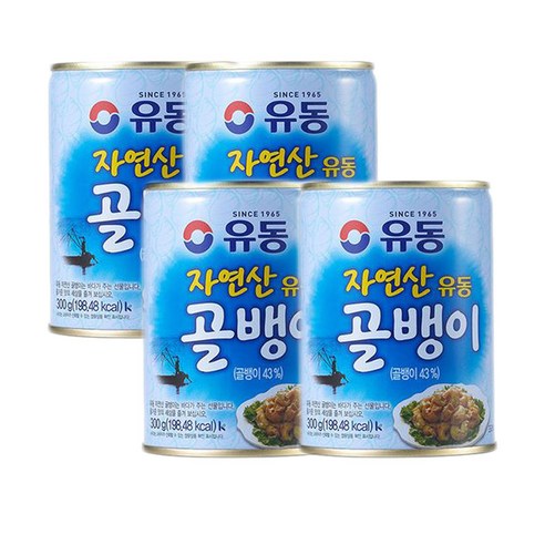 온마음샵 유동 자연산 골뱅이 통조림 300g 무침 요리, 유동 자연산 골뱅이 통조림 300g 4개 무침 요리, 4개