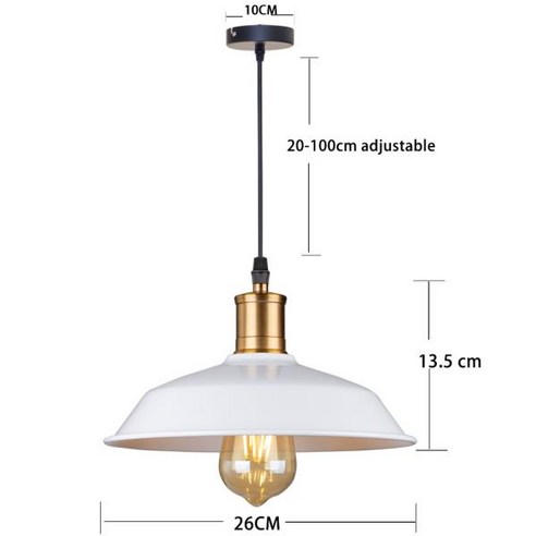 화이트 돔 펜던트 조명 농가 산업용 라이트 고정장치 식당 주방 침실 복도 입구, 03 80221w