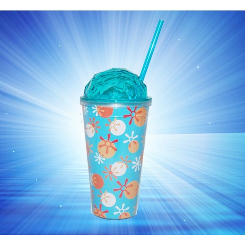 새로운 환경 보호 더블 레이어 다이아몬드 뚜껑 밀짚 컵 식품 학년 플라스틱 PS 높은 투명 차가운 음료 주스 컵, 파란색, 500ml