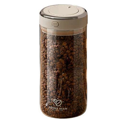 가와시마야 커피 원두 전용 밀봉 용기 1700ml, 베이지 + 클리어, 1개