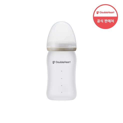 더블하트 실리콘 유리젖병 160ml, 화이트, 1개