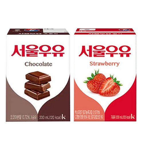 서울우유 초코우유와 딸기우유 총 24팩 1세트 
유제품/아이스크림