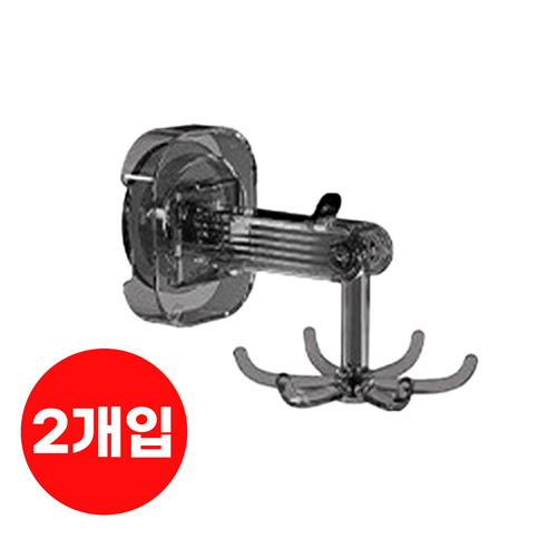 휘른 흡착식 주방도구걸이 다용도 회전걸이 후크 다용도걸이 주방걸이, 블랙, 2개