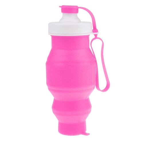 SJSHOP 접을 수있는 캠프 워터 컵 실리콘 여행 커피 머그잔 병, 20x7.8 cm, 핑크
