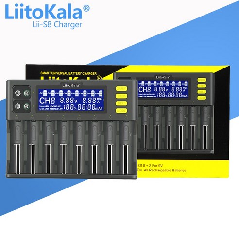 퀄컴 LiitoKala Lii-PD2 배터리 충전기 18650 21700 AA 3.7V 리튬 NiMH, 10 LIi-S8