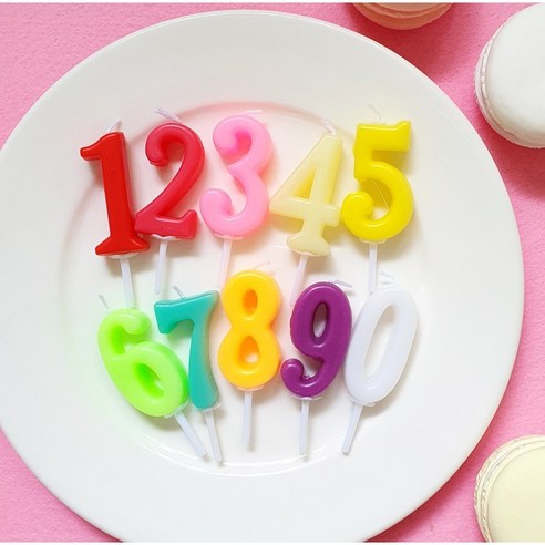 귀여운 컬러풀 숫자초 케익초 생일파티초, 0-9(총10개)
