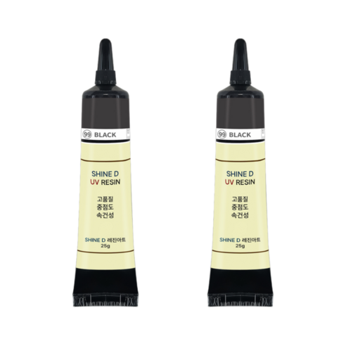샤인디 칼라UV레진 일본수입원료 튜브타입 레진아트 유브이 중점도 25g, 옵션14(블랙/25g), 2개