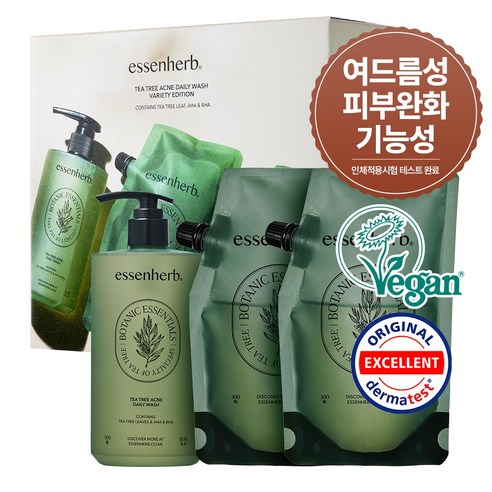 에센허브 티트리 아크네 데일리 워시 버라이어티 에디션, 1.1L, 1개
