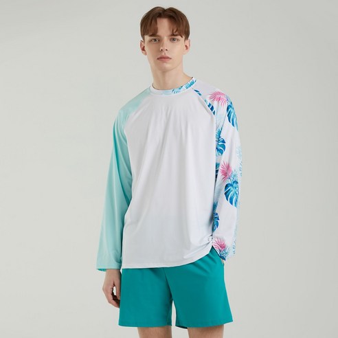HMUS 보라카이 오버핏 남성용 긴팔티 래쉬가드