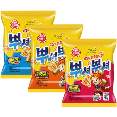 오뚜기 뿌셔뿌셔 3종 총12개 바베큐4+양념치킨4+떡볶이4, 상세페이지 참조, 상세페이지 참조, 상세페이지 참조