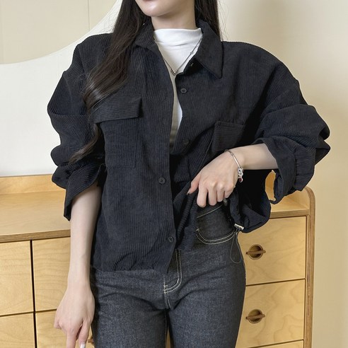 cammello 루즈핏 코듀로이 셔츠 자켓 크롭 남방